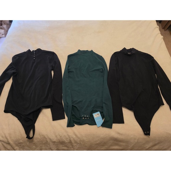 Abercrombie & Fitch Tops - Lot of 3 Abercrombie Yummie Bodysuit Women Small Black Green NWT Mock Neck LS
